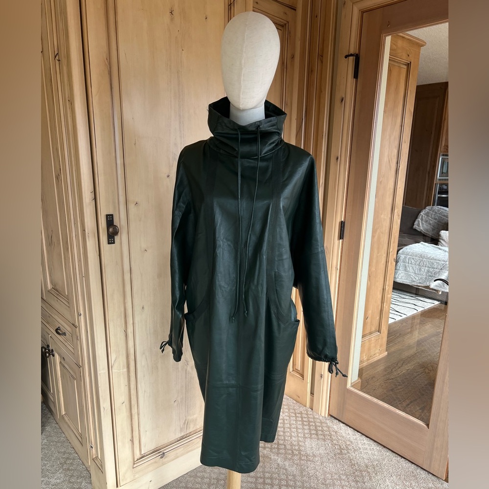 Green soft leather dress